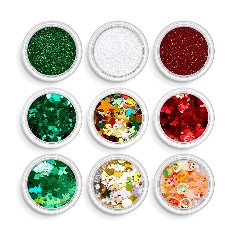 Wholesale Christmas Nail Art Sequins Accessories Snowflake Christmas Tree Sequins Glitter Body Glitter Powder Nail Decoration